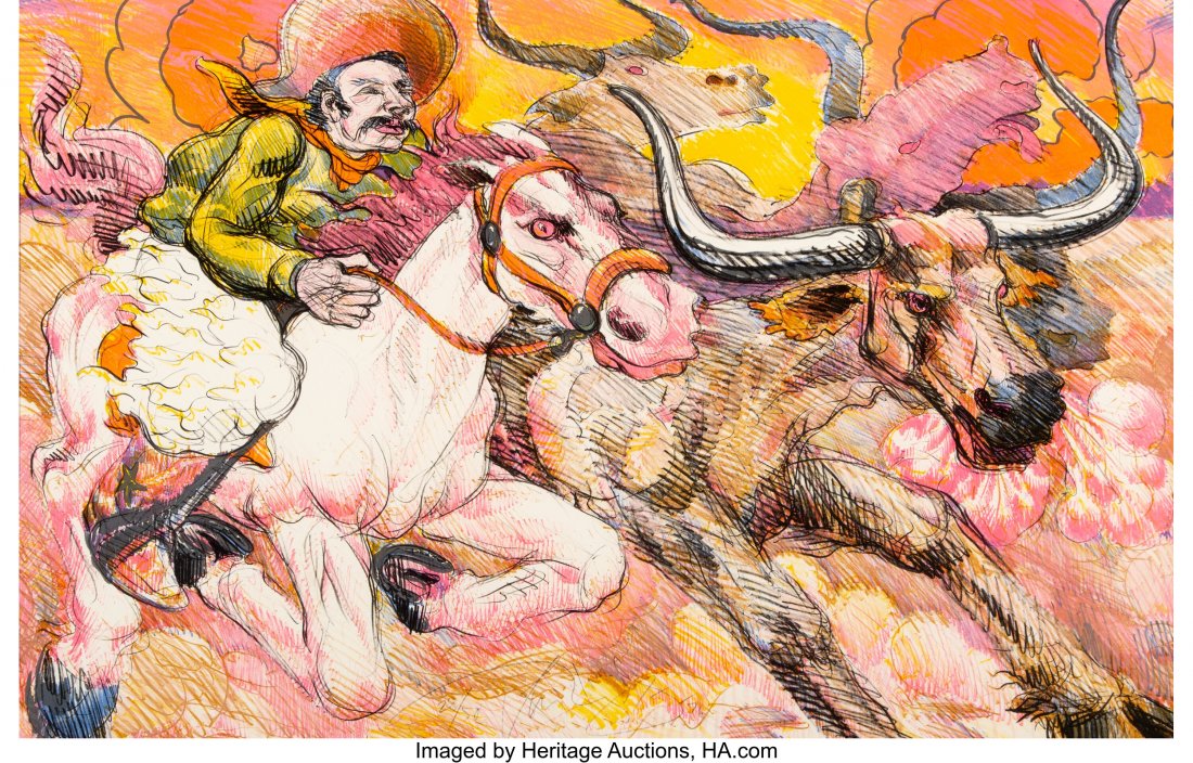 Luis Jiménez (1940-2006) Man on Horseback, from: Luis Jiménez (1940-2006) Man on Horseback, from Progress Suite, 1976 Lithograph in colors on paper 23 x 35 inches (58.4 x 88.9 cm) (sheet) Ed. 28/50 Signed, dated, and numbered in pencil along