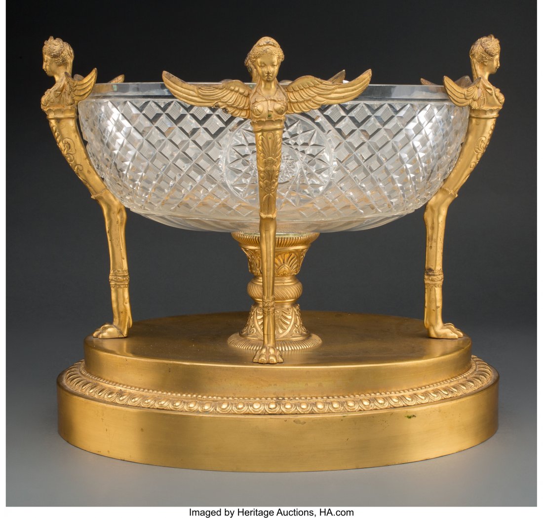 A Baccarat-Style Gilt Bronze Mounted Cut Glass C: A Baccarat-Style Gilt Bronze Mounted Cut Glass Center Bowl, circa 1900 14 x 15-1/2 x 11-1/2 inches (35.6 x 39.4 x 29.2 cm) Property from the Estate of Dean Jenkins HID03101062020 © 2020 Heritage 