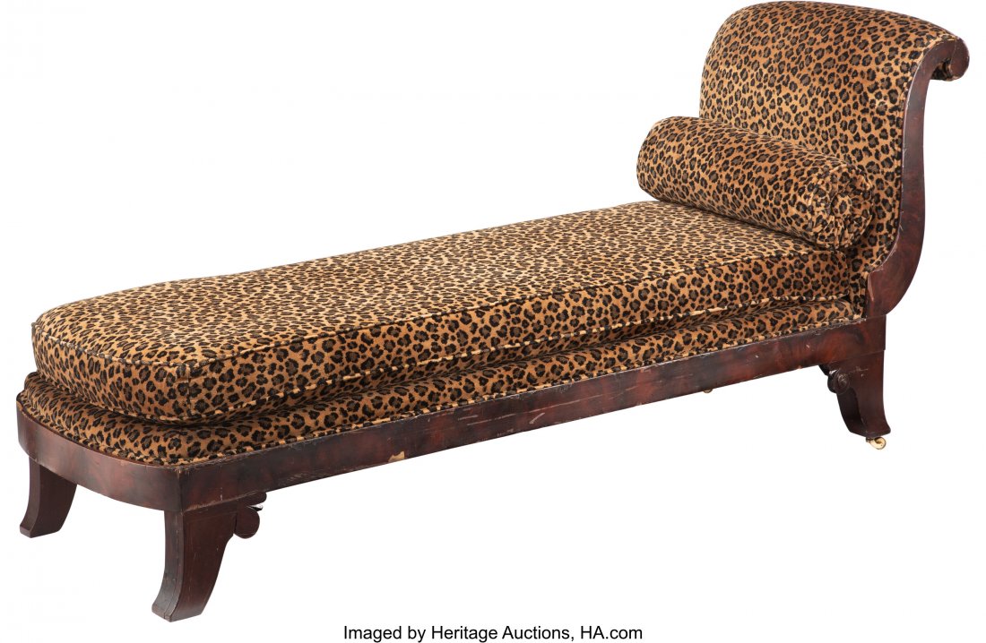A Large French Louis Philippe Carved Mahogany Ch: A Large French Louis Philippe Carved Mahogany Chaise Lounge, second quarter 19th century 43 x 30 x 94-1/4 inches (109.2 x 76.2 x 239.4 cm) Property from the Collection of John Robert Clark The chaise