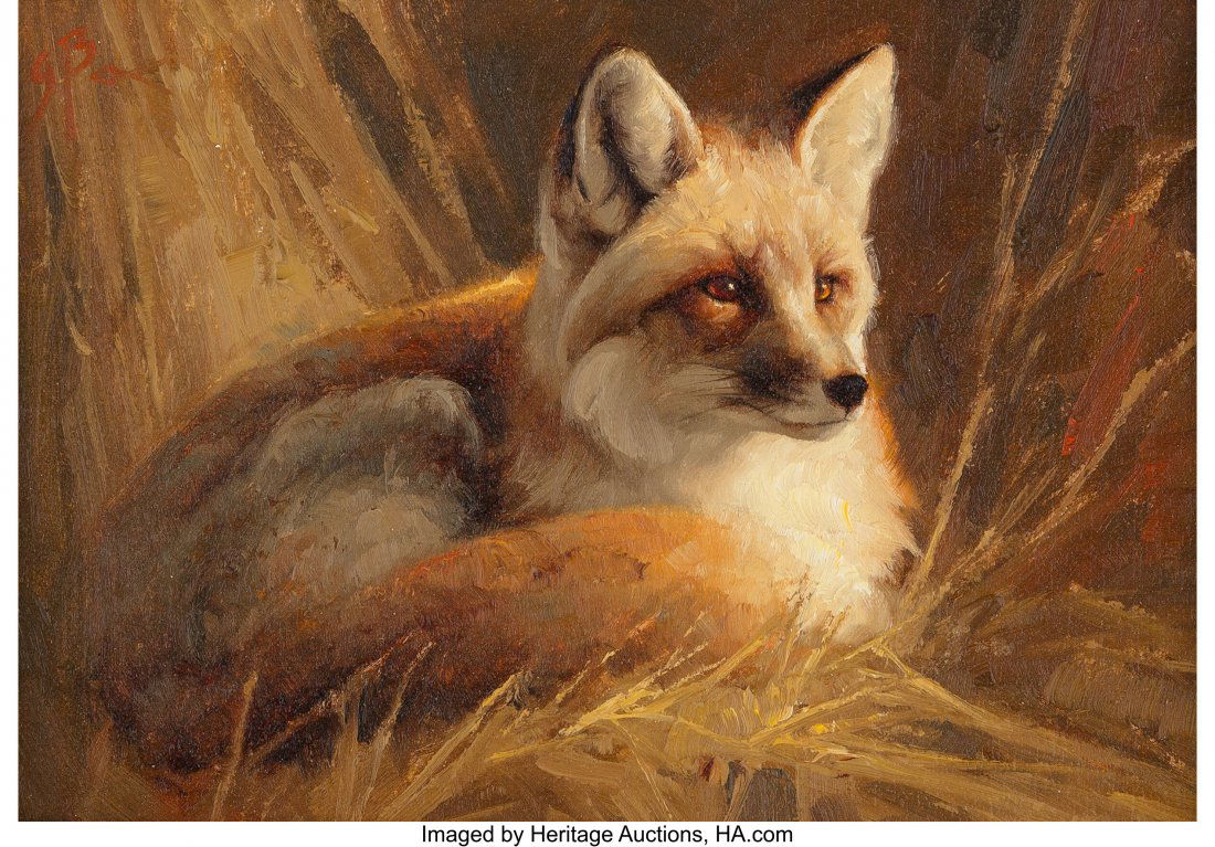 Greg Beecham (American, b. 1954) Study of a Fox: Greg Beecham (American, b. 1954) Study of a Fox Oil on canvas laid on panel 5 x 7 inches (12.7 x 17.8 cm) Initialed upper left: GB HID03101062020 © 2020 Heritage Auctions | All Rights Reserved