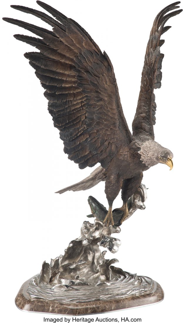 Chester Fields (American, b. 1945) On the Wings : Chester Fields (American, b. 1945) On the Wings of an Eagle, 1984 Bronze and steel with polychrome 47 inches (119.4 cm) high on a 2 inch (5.1 cm) marble base Inscribed, dated, and editioned on base: C