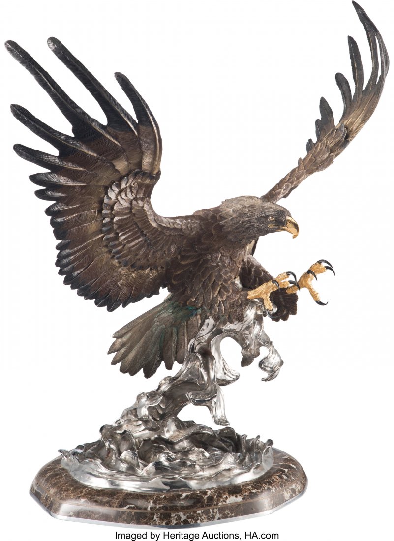 Chester Fields (American, b. 1945) Fly Fishing, : Chester Fields (American, b. 1945) Fly Fishing, 1986 Steel and bronze with polychrome 33 inches (83.8 cm) high on a 2 inch (5.1 cm) marble base Inscribed, dated, and editioned on base: 1986 26/75 / Ch