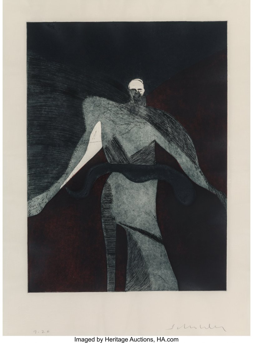 Fritz Scholder (American, 1937-2005) Dark Shaman: Fritz Scholder (American, 1937-2005) Dark Shaman Etching with hand coloring on paper 23-1/2 x 17-1/2 inches (59.7 x 44.5 cm) (sheet) Signed and numbered in pencil along lower edge HID03101062020 ©