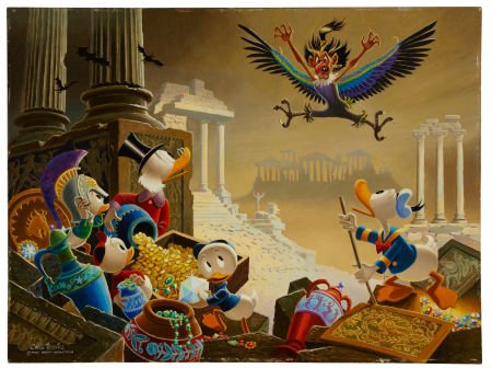 Carl Barks Menace Out of the Myths Oil Painting: Carl Barks Menace Out of the Myths Oil Painting Original Ar