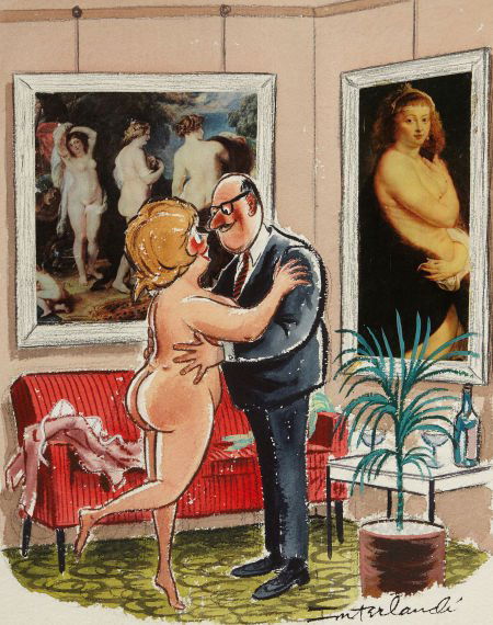 PHIL INTERLANDI (American, 1924-2002) Playboy ca: PHIL INTERLANDI (American, 1924-2002)Playboy cartoon illustration, page 267