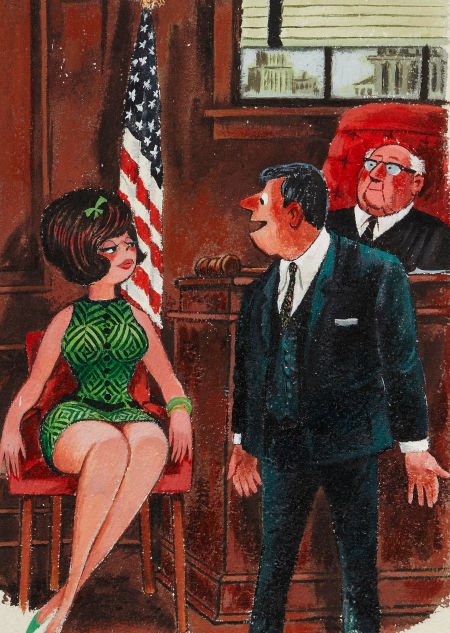 PHIL INTERLANDI (American, 1924-2002) Playboy ca: PHIL INTERLANDI (American, 1924-2002)Playboy cartoon illustration, page 156