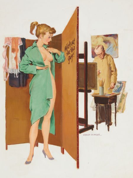 CHUCK MILLER (American, 20th Century) Playboy ca: CHUCK MILLER (American, 20th Century)Playboy cartoon illustration, page