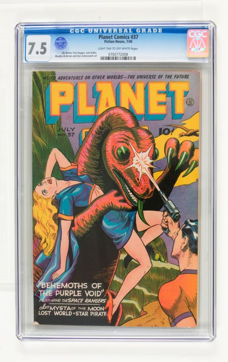 Planet Comics #37 (Fiction House, 1945) CGC VF-: Planet Comics #37 (Fiction House, 1945) CGC VF- 7.5 Light tan to off-white pages. Joe Doo
