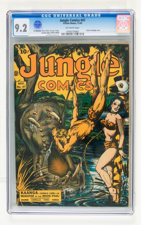 Jungle Comics #47 (Fiction House, 1943) CGC NM-: Jungle Comics #47 (Fiction House, 1943) CGC NM- 9.2 Off-white pages. Classic bondage cove