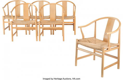 Hans J. Wegner (Danish, 1914-2007) Six Chinese C: Hans J. Wegner (Danish, 1914-2007) Six Chinese Chairs Wood 29 x 22 x 18 inches (73.7 x 55.9 x 45.7 cm) (each) Label to underside PP MOBLER DANMARK DESIGN: Hans J. Wegner. HID03101062020 © 2020 He