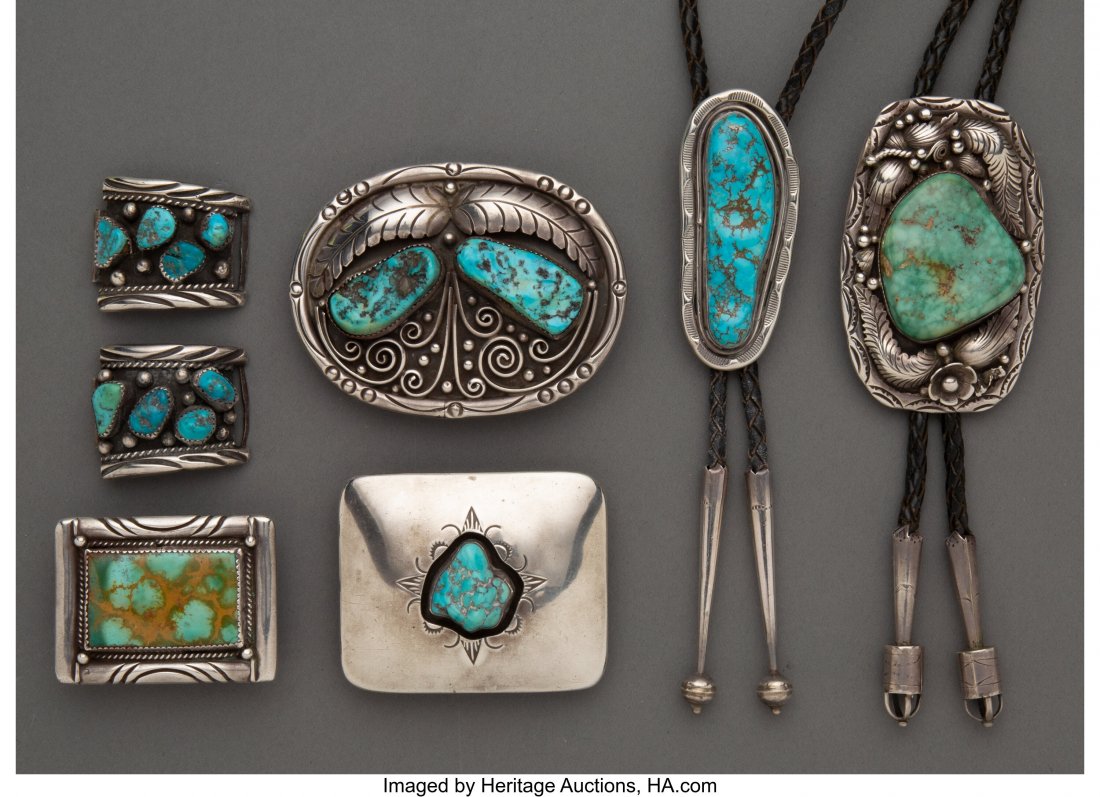 Six Navajo Jewelry Items  including a pair of wa (1 of 2)