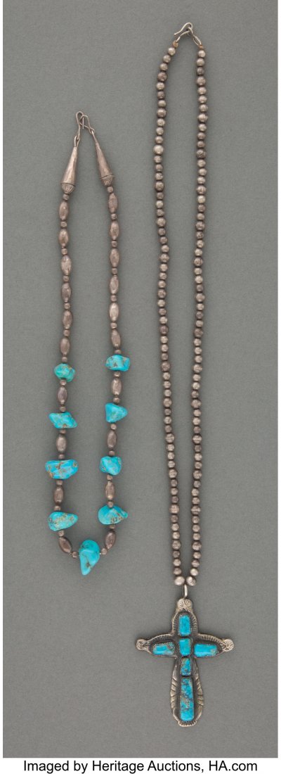 Two Southwest Necklaces  cross pendant stamped H (1 of 2)
