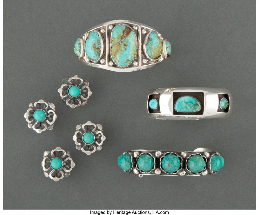 Five Navajo Jewelry Items  c. 1970  including tw (1 of 2)