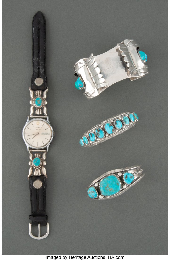 Four Navajo Jewelry Items  c. 1980  including fo (1 of 2)