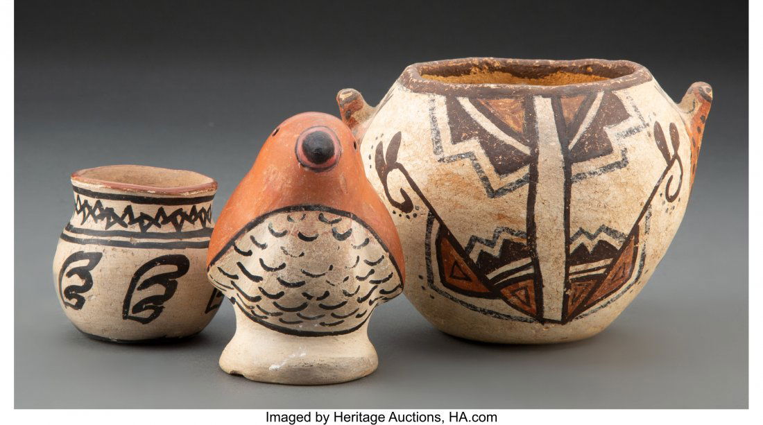 Three Southwest Pottery Items   including a mini (1 of 3)