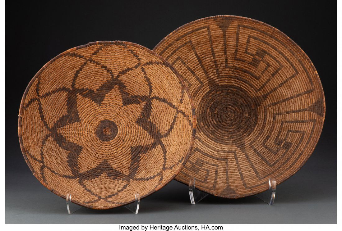 Two Large Southwest Coiled Bowls  c. 1900  Apach (1 of 2)