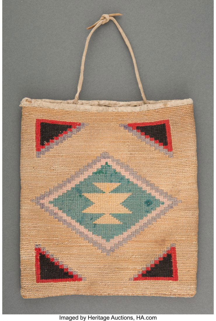 A Nez Perce Twined Cornhusk Bag  Length: 7 inche (1 of 2)