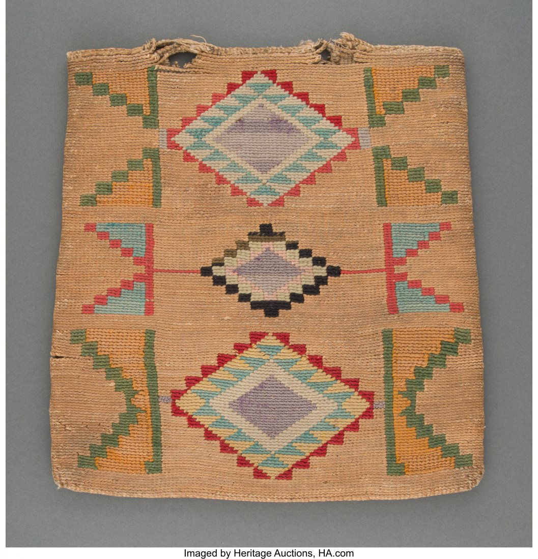 A Nez Perce Twined Cornhusk Bag  Length: 10 ½ i (1 of 2)