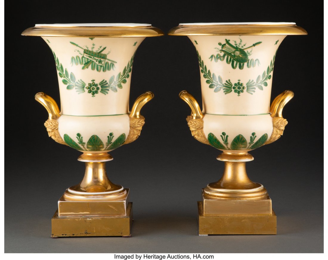 A Pair of Continental Porcelain Urns 11-3/4 x 7-: A Pair of Continental Porcelain Urns 11-3/4 x 7-7/8 x 7-7/8 inches (29.8 x 20.0 x 20.0 cm) Property from the Collection of John Robert Clark HID03101062020 © 2020 Heritage Auctions | All Rights R
