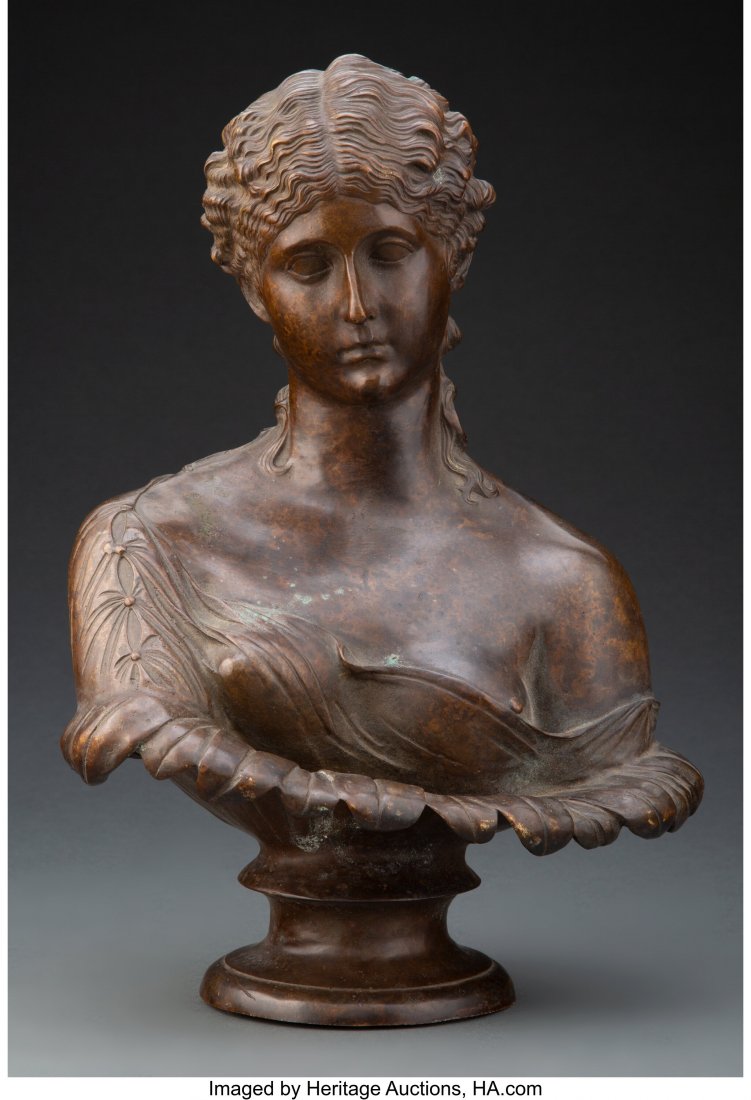 Continental School (19th Century) Contemplative : Continental School (19th Century) Contemplative female bust Bronze with dark brown patina 14-3/4 inches (37.5 cm) high HID03101062020 © 2020 Heritage Auctions | All Rights Reserved
