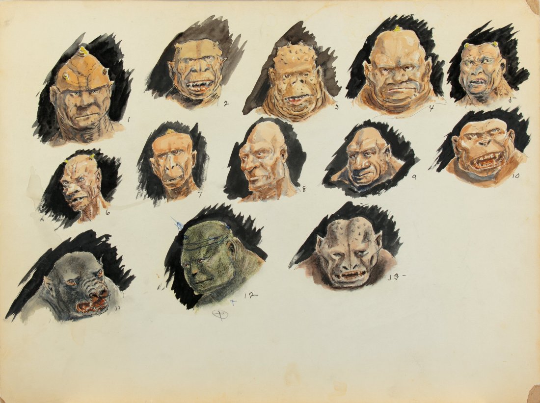 Willis O'Brien Creature Concept Artworks from Um: Willis O'Brien Creature Concept Artworks from Umbah (2) (1950). Original set of two creature concept artworks accomplished in pencil, charcoal, pen, and gouache on 20" x 15.25" artist’s boards i