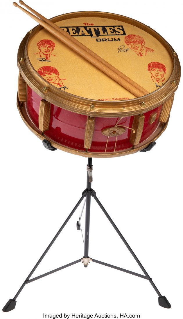 The Beatles Ringo Starr Snare Drum Set in Origin: The Beatles Ringo Starr Snare Drum Set in Original Box with Stand, Sticks & Pamphlet (Mastro,1964). How often do you see this? For all you drummers and collectors out there, dig this complete, all