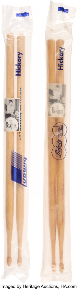 The Beatles Ringo Starr Two Pair of Vintage Drum: The Beatles Ringo Starr Two Pair of Vintage Drumsticks Still Sealed in the Package (Ludwig, 1964). If you were lucky enough to get a pair of these hickory drumsticks for your birthday you could be lik