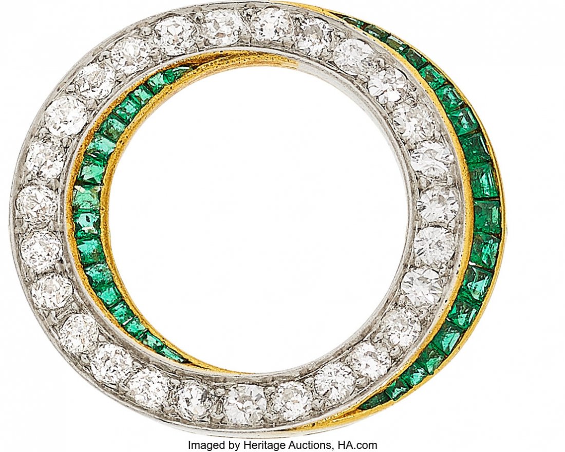Edwardian Diamond, Emerald, Platinum-Topped Gold (1 of 1)
