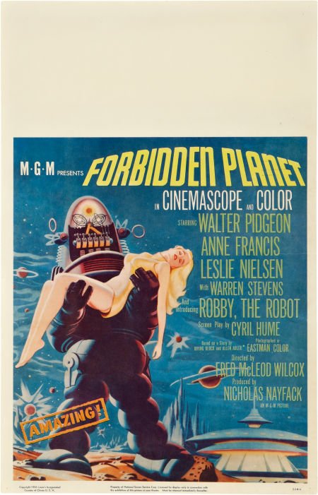 Forbidden Planet (MGM, 1956). Window Card (14" X: Forbidden Planet (MGM, 1956). Window Card (14" X 22"). Of all the great characters of