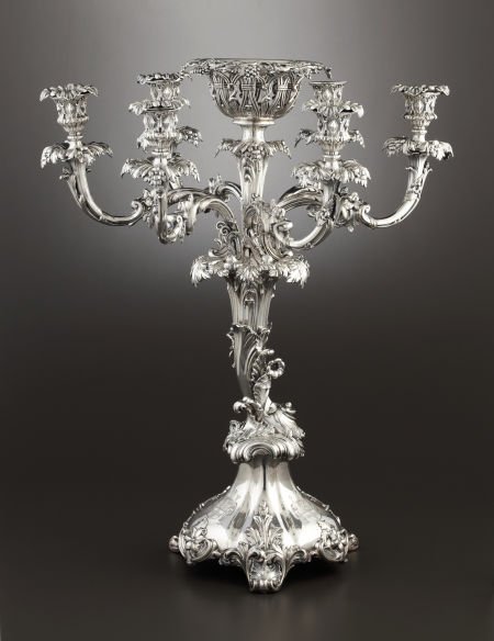 A VICTORIAN SILVER PLATE EPERGNE Mayer Silversm: A VICTORIAN SILVER PLATE EPERGNE Mayer Silversmith, Liverpool, England, circa 1875