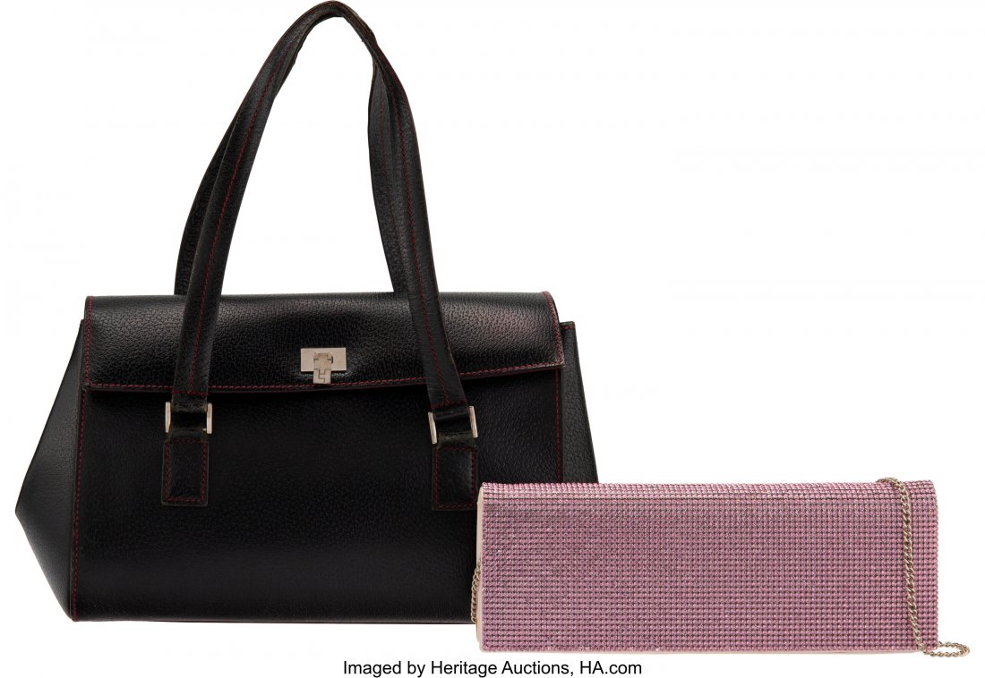 Escada and Lambertson Truex: Shoulder Bag and Cl: Escada and Lambertson Truex: Shoulder Bag and Clutch Condition: 4 See Extended Condition Report for Sizes. This set includes: Escada Pink Swarovski Crystal Clutch with optional shoulder strap (10" Wid