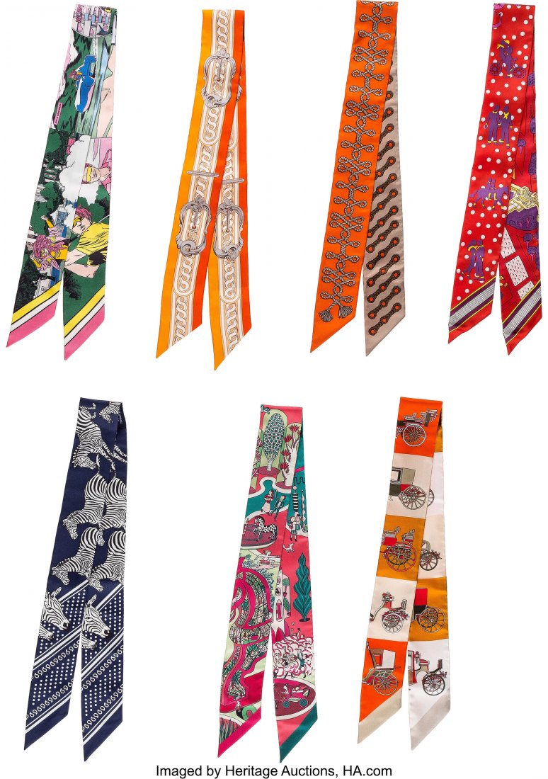 Hermès Set of Seven: Silk Twilly Scarves Condit (1 of 2)