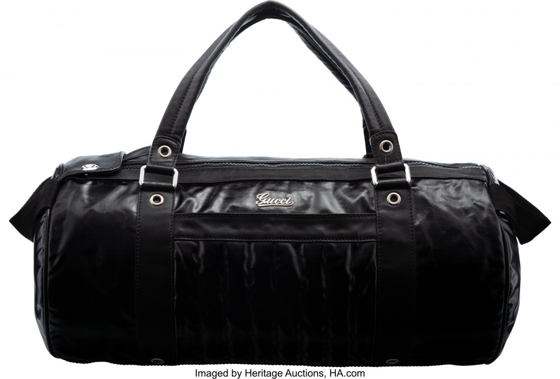 Gucci Black Coated Nylon & Leather Duffle Bag Co (1 of 2)