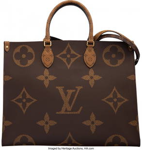 Louis Vuitton Reverse Giant Monogram Coated Canv: Louis Vuitton Reverse Giant Monogram Coated Canvas OnTheGo Bag Condition: 3 16" Width x 12.5" Height x 6.5" Depth This bag is done in monogram coated canvas with gold hardware, featuring rolled top ha