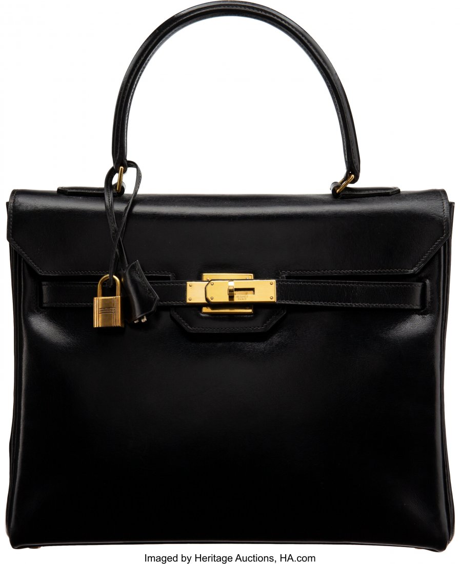 Hermès Vintage 28cm Black Calf Box Leather Mona (1 of 2)