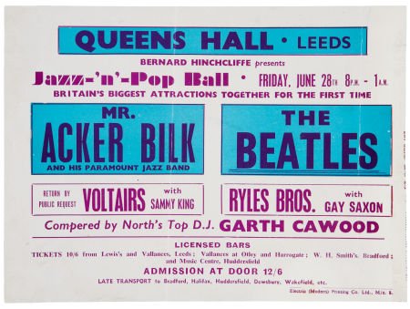 The Beatles Vintage Queens Hall Handbill (1963).: The Beatles Vintage Queens Hall Handbill (1963). A rare handbill for the lads' June 28, 1