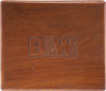 Billy Wilder's Monogrammed Cigar Box.: Billy Wilder's Monogrammed Cigar Box. A modest-yet-handsome wooden cigar box by Tabacaler