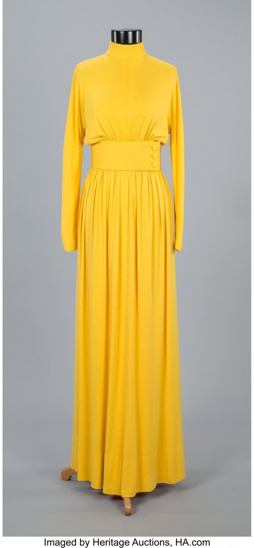 A Norell Tassel Yellow Knit Gown with Belt Size (1 of 2)