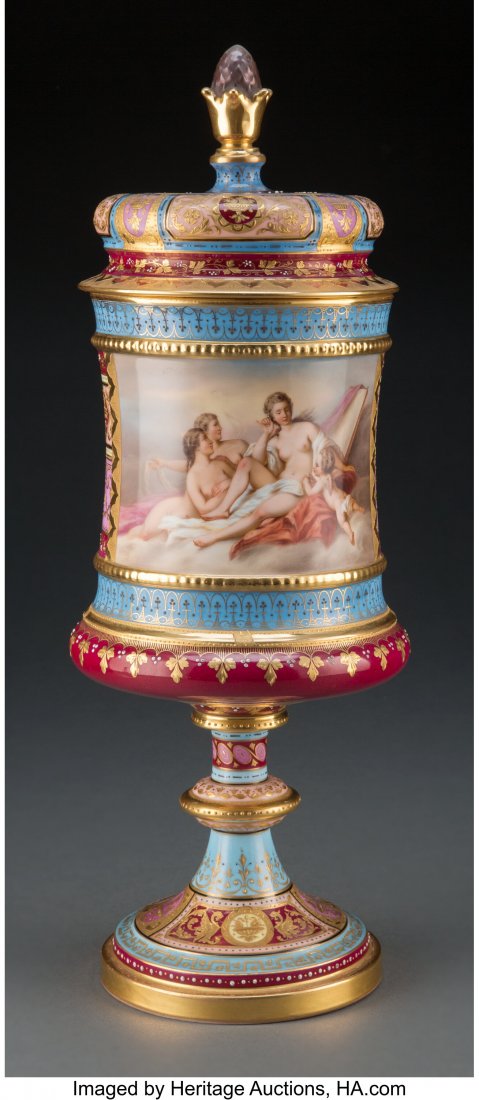 A Royal Vienna-Style Porcelain Covered Urn Marks (1 of 4)
