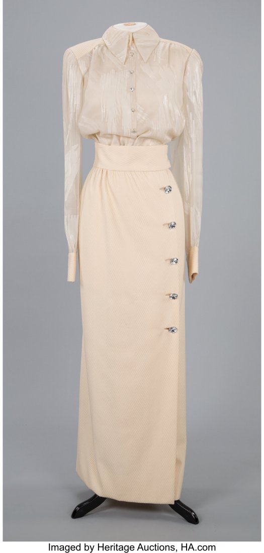 A Pauline Trigere Silk Cream and Wool Blouse and (1 of 3)