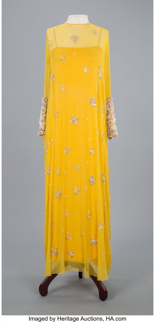 A James Galanos Yellow Sequined Gown Accompanied (1 of 4)