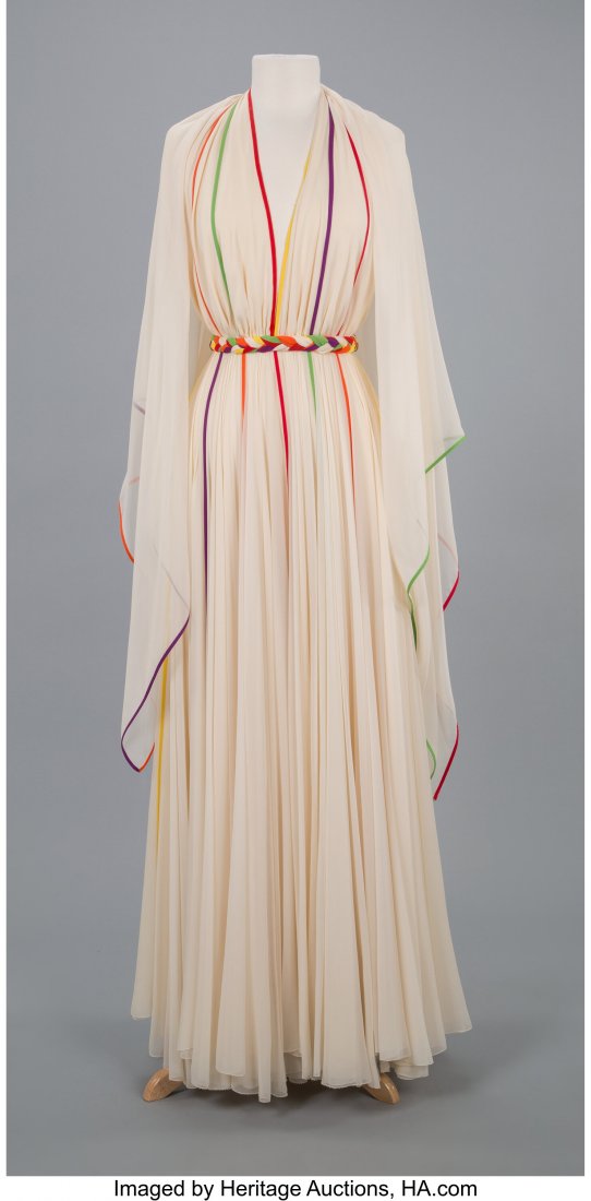 A James Galanos Cream Asymmetric Gown Label: GAL (1 of 4)
