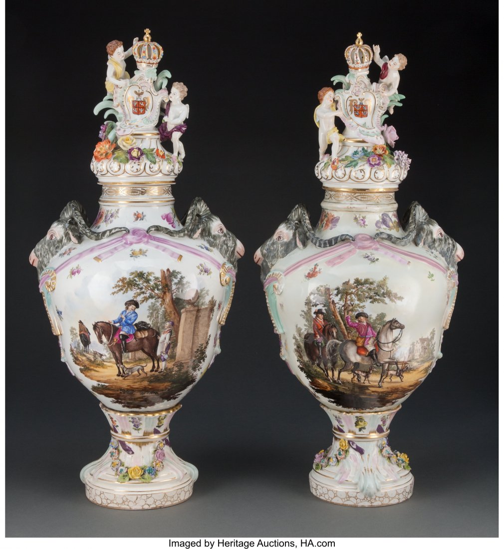 Two Large Thieme Potschappel Dresden Porcelain E (1 of 6)