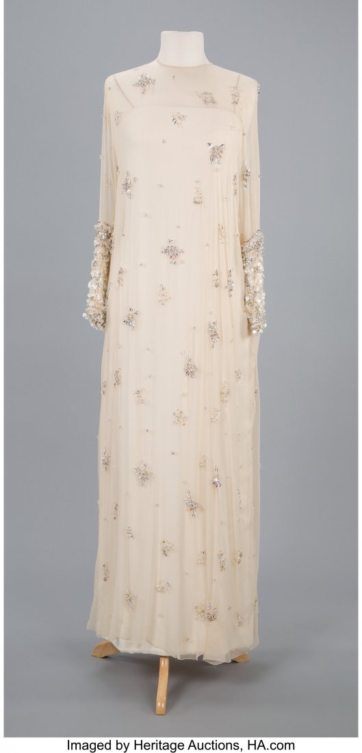 A James Galanos Cream Sequined and Rhinestone Lo (1 of 4)