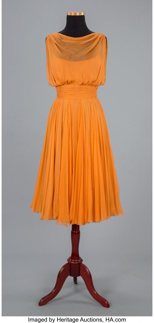 A James Galanos Orange Silk Chiffon Dress Labels (1 of 2)