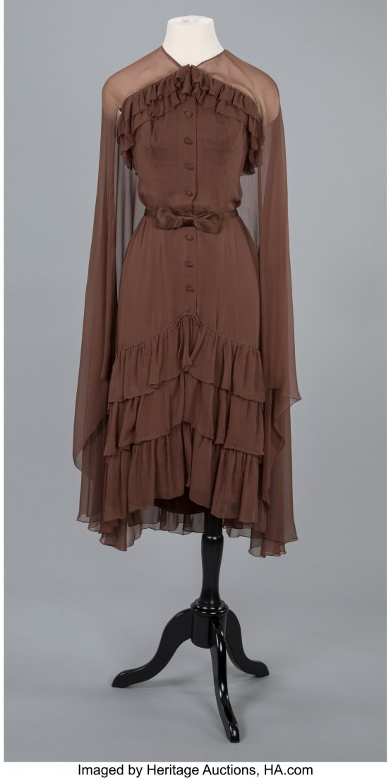 A Coco Chanel Brown Silk Button Front Dress with (1 of 3)