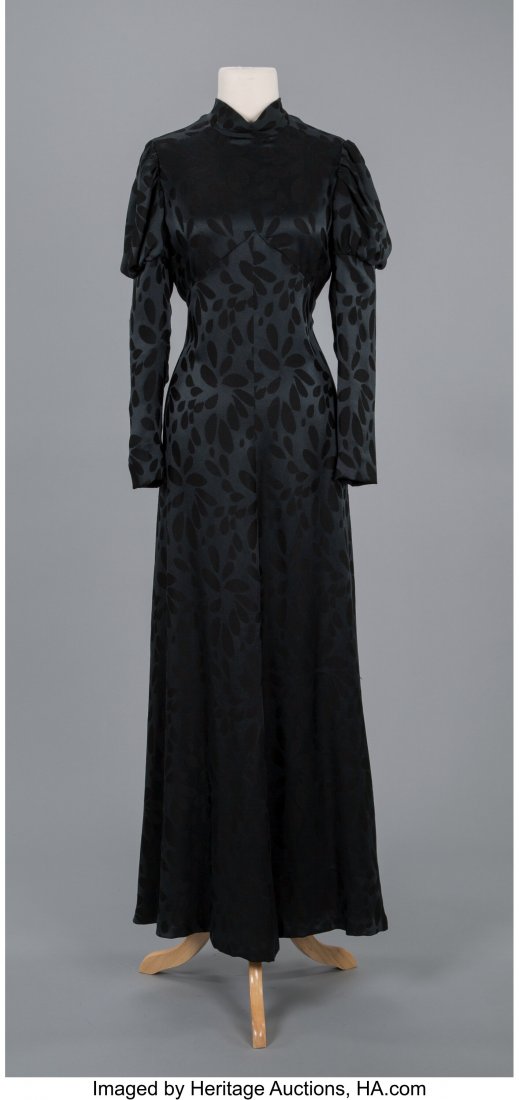 An Adele Simpson Black Silk Jacquard Gown Labels (1 of 2)