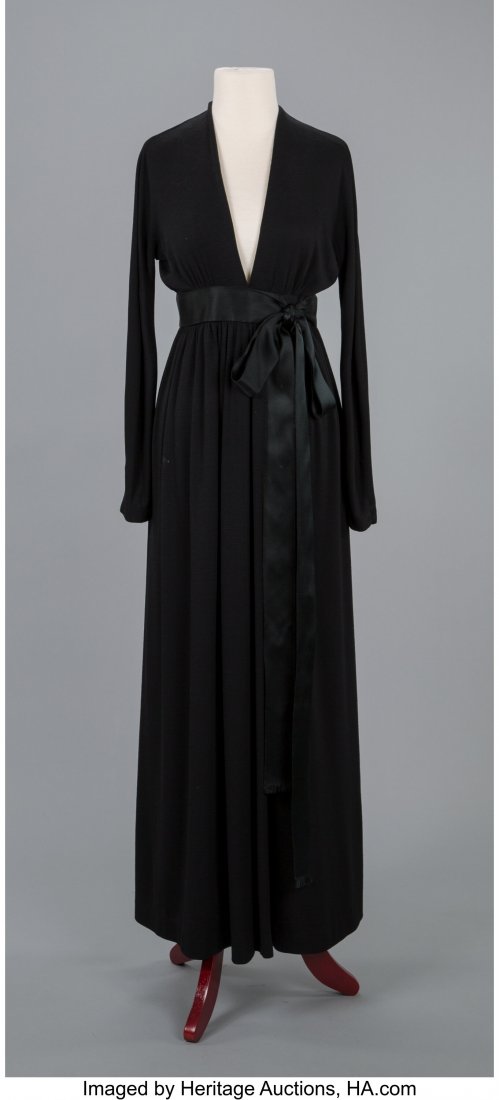 A Traina Norell Black Knit Gown with Satin Sash (1 of 2)