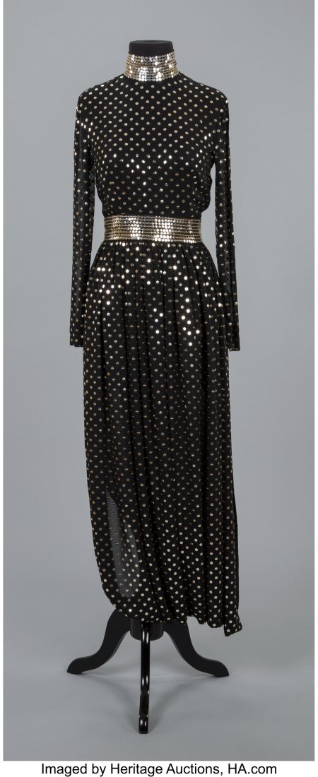 A Norman Norell Black Chiffon and Hand-Sequined (1 of 2)