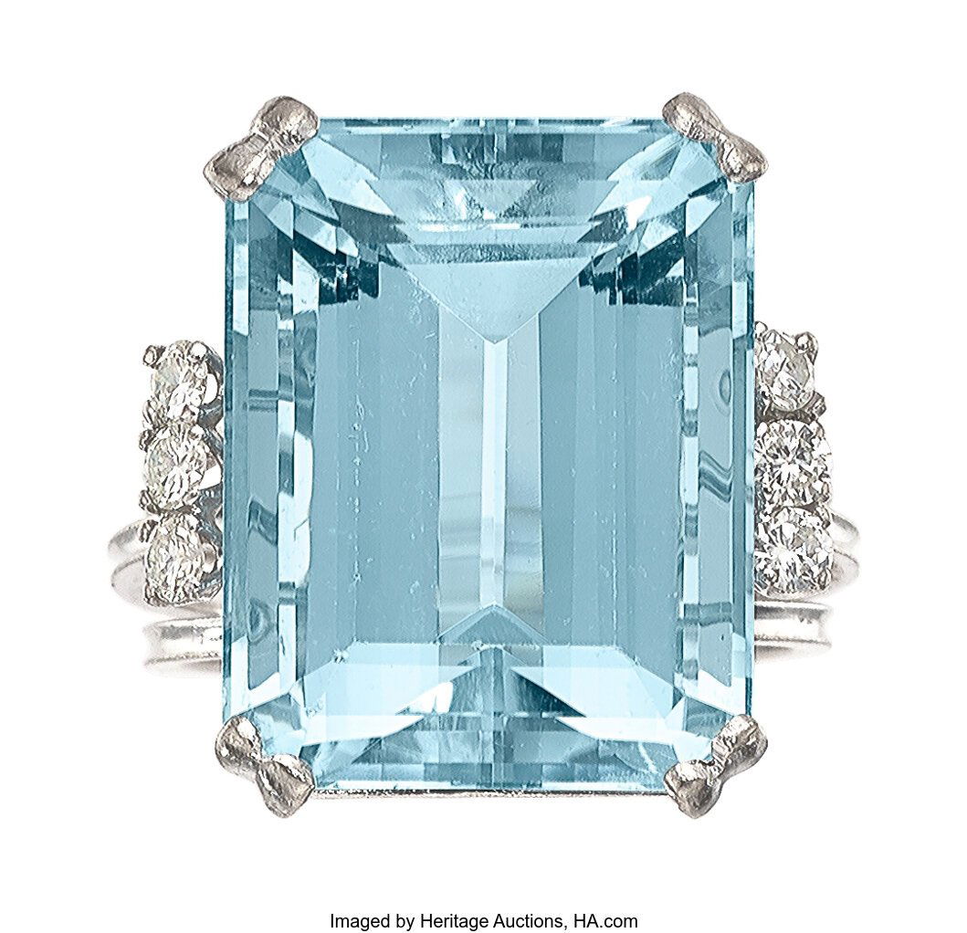 Aquamarine, Diamond, White Gold Ring  Stones: Em (1 of 3)